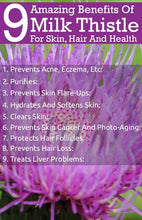 Load image into Gallery viewer, Milk Thistle Seed Whole (Silybum marianum), Liver & Gallbladder health Detox, Organic 1 oz