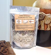 Load image into Gallery viewer, Eczema Bath Salt Soak Colloidal Oat, Burdock Root, Bladderwrack dry skin, 8 oz.
