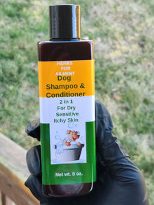 Dog Shampoo & Conditioner Organic, Skin Allergies, Fleas, Biting Bugs 8 oz