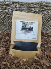 Load image into Gallery viewer, photo of organic dried black elderberries in packaging
